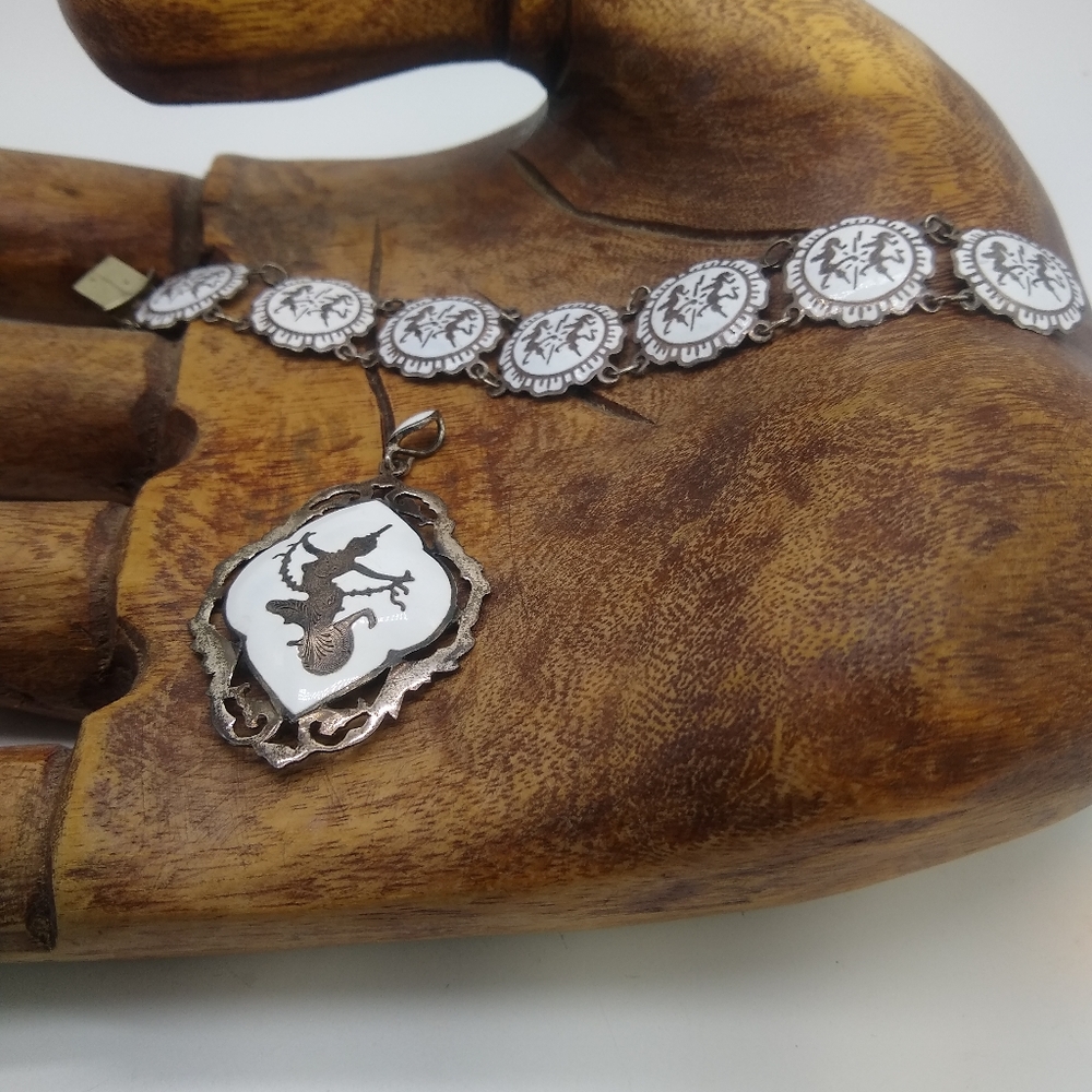 Large enamel silver pendant Siam
